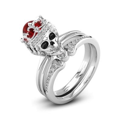 China Punk Character Skull Zircon Punk Rings For Party Trendy Women Accessories Ring Set For Female For Males Jewelry for sale