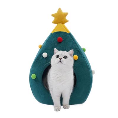 China Indoor Breathable Warm Sale Christmas Cat House Keep Warm Cat House Bed for sale