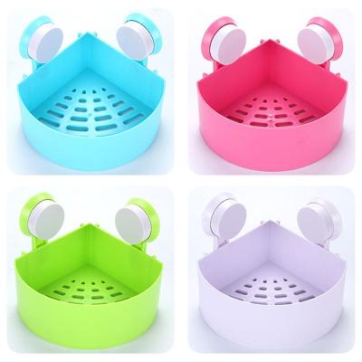 China Viable Wholesale Suction Cup Shampoo Shower Space Saving Factory Bathroom Plastic Corner Basket for sale