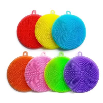 China Factory Wholesale Custom Viable Free Stick Silicone Sponge Dish Washing Brush Cleaning Scrubber Non for sale