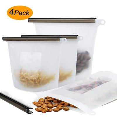 China Factory Wholesale Viable Reusable Silicone Food Storage Reusable Food Storage Bag With Zipper for sale