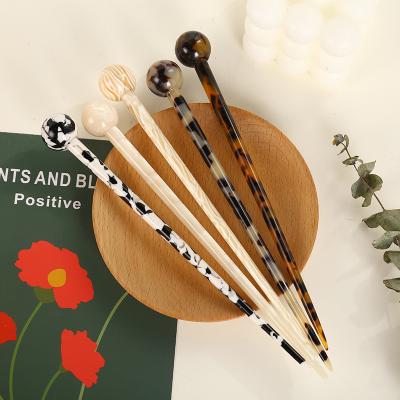 China Vintage Women Tortoiseshell Acetic Acid Round Ball Head Set Hair Stick Hair Stick Headdress Hair Accessories Long for sale