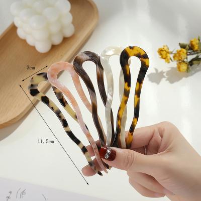 China 11.5cm*3cm Soft U Hair Pin Hairpin Acetate Material Hair Clasp Hair Pick French U Pins for sale