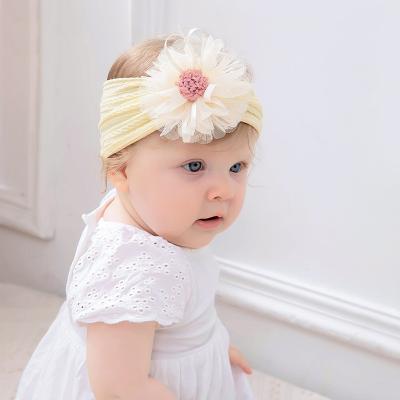 China Fashionable Baby Bow Flower Headbands For Kids Girl Baby Bow Headdress Crochet Top Knot Headband for sale