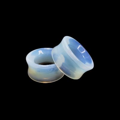 China TRENDY STONE Plug-double Flare-6mm,8mm,10mm,12mm,14mm,16mm,19mm,22mm,25mm organic ear tunnels Opalite piercing jewelry for sale