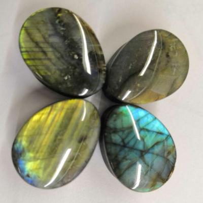 China Natural Crystal Labradorite Moonstone Pear Ear Plugs For Man for sale