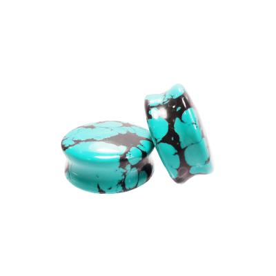 China CLASSIC turquoise syntheic double flared ear plugs supplement ear piercing jewelry for men 3mm-30mm for sale