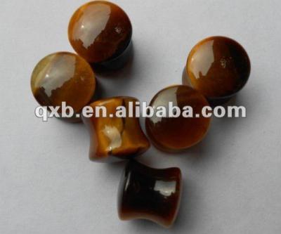 China Tiger Eye CLASSIC natural gauge double flare ear plugs for wholesale for sale