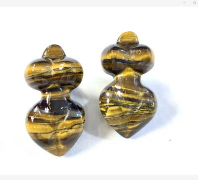 China QXB CLASSIC natural tiger eye semi priecious stone the goddess hand pendant set for sale for sale