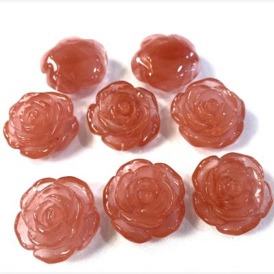 China QXB CLASSIC semi priecious cherry quartz stone cut rose flower for pendant earing brooch for sale