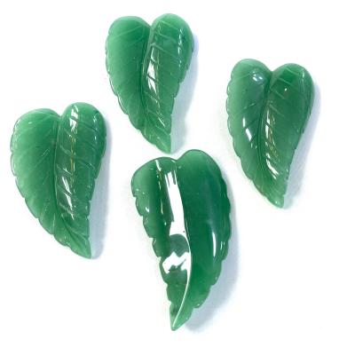 China Aventurine popular natural green jade stone carving leaf for earring dangling brooch for sale