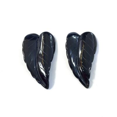 China CLASSIC Popular Obsidian Leaf Brooch Black Stone The Carving Leaf For Dangling Earring for sale