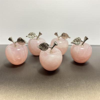 China Desk / Quarry Natural Rose Quartz Apple Stone Shape For Pendant Supply Items Household for sale