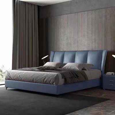 China Modern Multicolor Options Leather Bed Set Furniture High End Customization Double Bed Designs Wooden Bed for sale