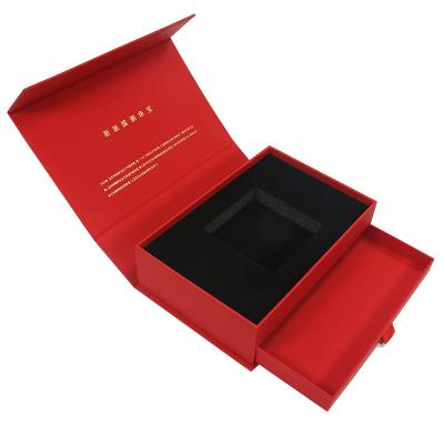 China Handmade Custom Large Red Gift Box with Flip Lid and Magnetic Closure for Presents Jewelry Box 22*14.5*6cm for sale