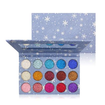 China New Waterproof 15 Colors Glitter Eyeshadow Glitter Cardboard Palette With Mirror for sale