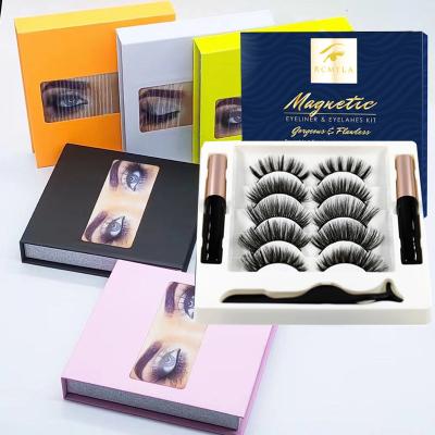 China 5 Pairs Lightweight And Flexible Magnetic Eye Lashes Mink Lashes Kit With Private Label Magnetic Natural Look Eyelash Set Magnetic Eyelashes for sale