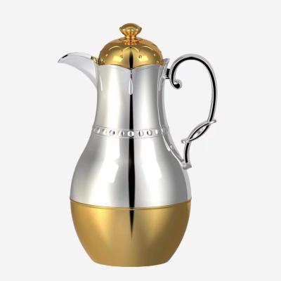 China PORTABLE Middle East Arabic Insulated Glass Liner Jar Long Term Insulated Drinking Gold + Silver 500-800ml Coffee Pot Set for sale