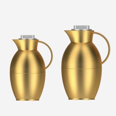 China PORTABLE 0.6-1.0LGolden Household Thermos Coffee Pot Arabic Hot Water Pot Large Capacity Heat Insulation Cold Pot for sale