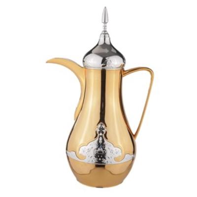 China PORTABLE Arabic Patterned Heat Insulation Pot Family Kitchen Living Room Kettle Gold + Silver PO Plastic Long Term Heat Insulation for sale