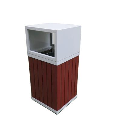 China Outdoor Sustainable Hot Selling Garbage Bin Garden Single Park Street Plastic Wooden Public Trash Bin zu verkaufen