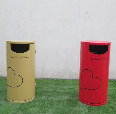 China Sustainable Urban Colorful Round Park Garbage Bin Galvanized Steel Garbage Bins Supplier for sale