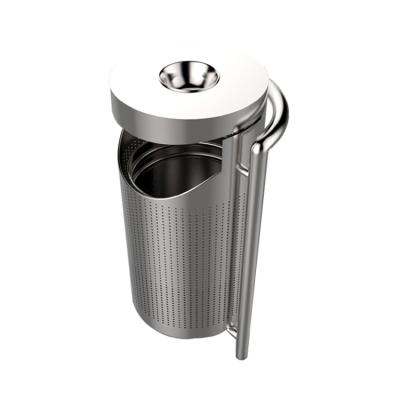 中国 Cover Rolling Type 316SS Outdoor Classic Trash Cans Pictures Outside Stainless Steel Pedal Trash Can With Ashtray 販売のため