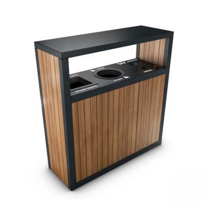 중국 Garden Viable Outdoor Steel Waste Bin Garbage Bin Garbage Bin Garbage Bin Wooden Outdoor Steel Trash Can 판매용