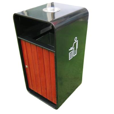 China Commercial Metal Trash Bin Ash Urns Viable Wooden Garbage Bins Round Plastic Wood Recycle Bins zu verkaufen