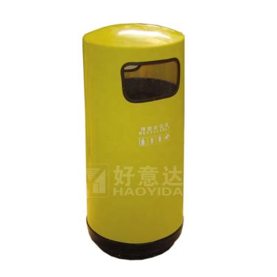 中国 Sustainable Outdoor Playground Customized Fiberglass Outdoor Commercial Recycling Yellow Rubbish Rubbish Bin With Logo 販売のため