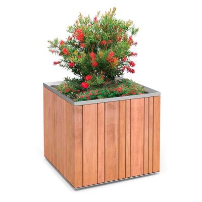 China Europe Rectangle Flower Pot Decorative Urban Outdoor Street Planter Wooden Planter zu verkaufen