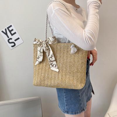 China New Summer Women's Spring Beach Bag Large Straw Bohemian Thick Rope Shoulder Bag Women's Beach Bag for sale