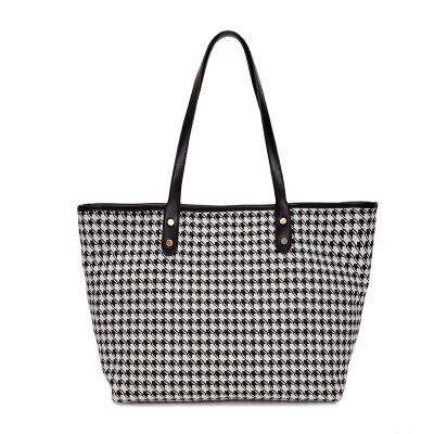 China Lady Houndstooth Women's Large Capacity Handbag Set Tote Bag Shoulder Bag for sale