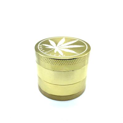 China Grinding Weed Herb Manufacturer Smoking Tobacco Accessories Hot Selling 4Layers Gold Tobacco Leaf Model 40mm Herb Grinder Zinc Alloy Grinder for sale