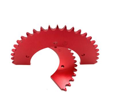 China Traditional Hole Style or Custom Hole Style as you like Aluminum 44T Color Anodized Splipt #40 Launch Kart Sprocket For Indoor Go Karts for sale