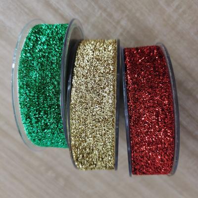 China Shinny Metallic Velvet Ribbon For Gift Wrapping 5/8