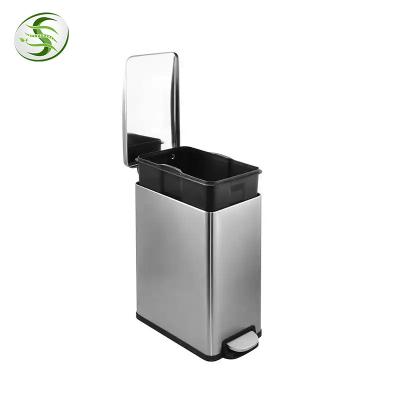 China Wholesale fulin Shape 5L Bathroom Living Room Foot Pedal Waste Bin Rectangular Viable Home Recycle Bin for sale