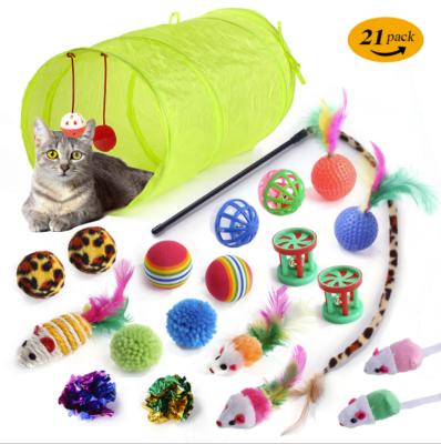 China Viable Cat Kitten Toy Tunnel Interactive Cat Feather Toy Catnip Fish Fluffy Mouse Ply Balls and Bells Play for sale