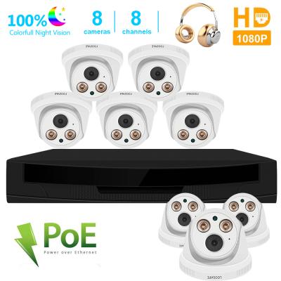 China Hot Light Indoor CCTV Kits 1080P HD PoE 8CH IP Dome Kits POE NVR Home Security System NIGHT VISION IP Dome Kits for sale