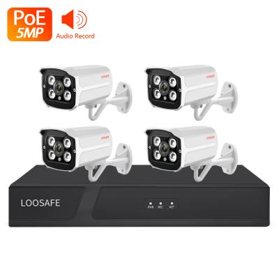 China LOOSAFE NIGHT VISION LOOSAFE H.265X 4CH 5MP Wired IP Surveillance Security Camera CCTV PoE NVR Kit 5MP for sale