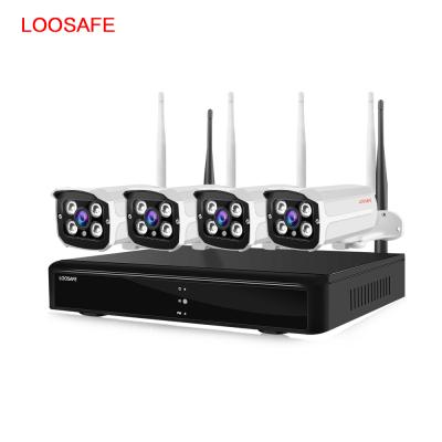 China LOOSAFE 4CH 960P 1080P Wireless Security WiFi IP Camera Built-in NVR System Siren Kit with 4pcs outdoor wifi camera for sale