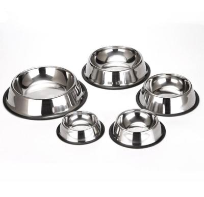 China Durable Heavy Duty 201 SS Stainless Steel Dog Bowl Non Slip Cat Kitten Dog Water Food Bowl for sale