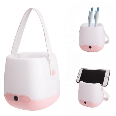 China G-79Multi-function 2 Modes ABS Indoor Cute Portable Hanging Home LED Night Light With Pen Container Phone Holder for sale