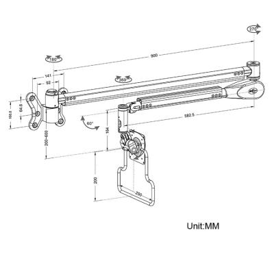 China Aluminum Alloy LCD Wall Mount For Hospital Bed for sale