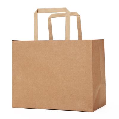 China Recyclable Fast Food Take Away Paper Bag Shopping Kraft Paper Bag With Flat Handle for sale