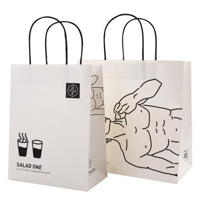 China Recyclable Custom Printed Logo Delivery Food Packaging Bag Take Away Food Paper Bag Restaurant Kraft Paper Bags for sale