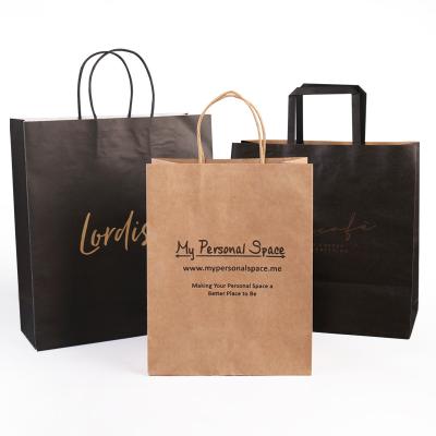 China Recyclable Customized Brown Paper Bag Kraft Paper Shopping Bag For Clothing Shoes Grocery for sale