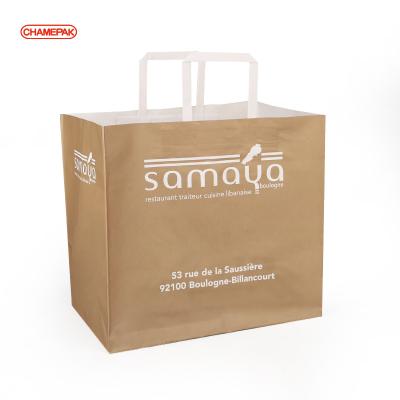 China Custom Recyclable For Food Grade Kraft Paper Bag Recycled Brown Paper Bag With Logo Printed Kraft Paper Bag for sale