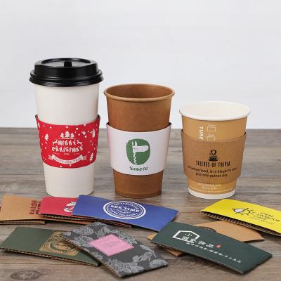 China 8oz 12oz 16oz Biodegradable Custom Double Wall Paper Coffee Cup Sleeve With Logo Disposable Coffee Wrapping Paper Cup Sleeve for sale