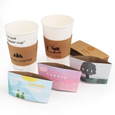 China Custom Biodegradable Disposable Paper Coffee Cup Holder Paper Cup Holder Paper Cup Sleeve for sale